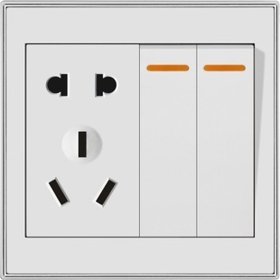 墻面智選 二開雙控帶五孔插座，樂清福佳電器品質之選